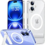 SPIDERCASE for iPhone 16 Case,with [3 Stand Ways] [Compatible with Magsafe] Crystal Clear with Invisible Kicktand Shockproof Slim Phone Case for iPhone 16 6.1'',Clear