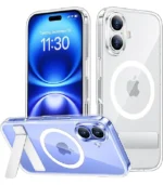 SPIDERCASE for iPhone 16 Case,with [3 Stand Ways] [Compatible with Magsafe] Crystal Clear with Invisible Kicktand Shockproof Slim Phone Case for iPhone 16 6.1'',Clear
