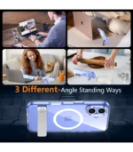 SPIDERCASE for iPhone 16 Case,with [3 Stand Ways] [Compatible with Magsafe] Crystal Clear with Invisible Kicktand Shockproof Slim Phone Case for iPhone 16 6.1'',Clear - Image 3
