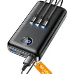 Portable Charger Power Bank, 60000mAh Battery Pack with 3 in 1 USB-C/iOS/Micro-USB Cable, 22.5W Fast Charging Portable Phone Charger, Travel Camping Essential Powerbank for iPhone 17/16 Samsung,Ebony
