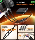 Portable Charger Power Bank, 60000mAh Battery Pack with 3 in 1 USB-C/iOS/Micro-USB Cable, 22.5W Fast Charging Portable Phone Charger, Travel Camping Essential Powerbank for iPhone 17/16 Samsung,Ebony - Image 3