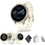 Garmin Venu 4 Smartwatch AMOLED 41mm (Lunar Gold/Bone) Fitness Bundle | For Running, Training & Health | 1.2" Display | GPS Tracking | 10 Days of Battery Life With USB Charger and Adapter